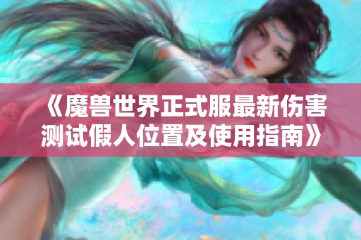 《魔兽世界正式服最新伤害测试假人位置及使用指南》