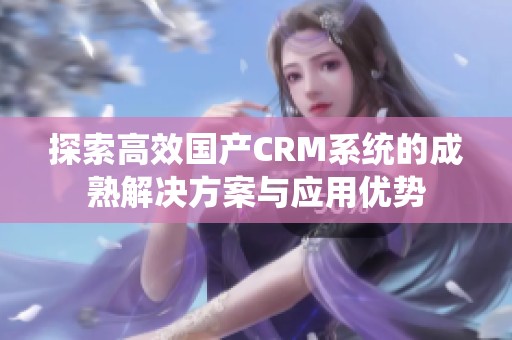 探索高效国产CRM系统的成熟解决方案与应用优势