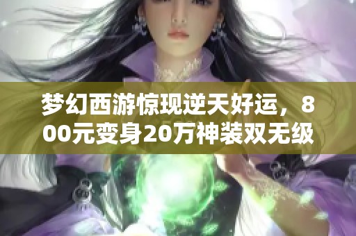梦幻西游惊现逆天好运，800元变身20万神装双无级别鞋子传奇