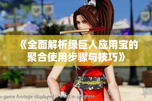 《全面解析绿巨人应用宝的聚合使用步骤与技巧》