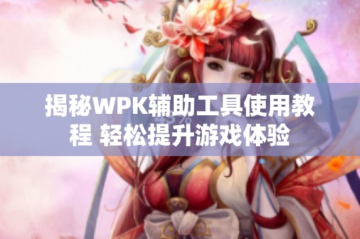 揭秘WPK辅助工具使用教程 轻松提升游戏体验